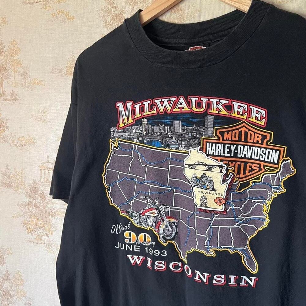 Vintage 1993 Harley-Davidson 90th Anniversary Tee | Milwaukee Dealer | XL